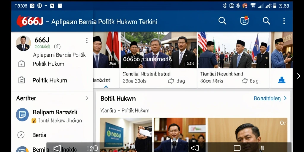 Antarmuka aplikasi 666J yang menampilkan berita politik hukum terbaru.