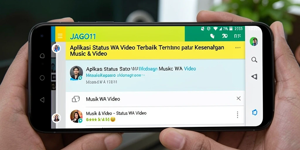Screenshot antarmuka JAGO11 dengan fitur unggulan Status WA Video.