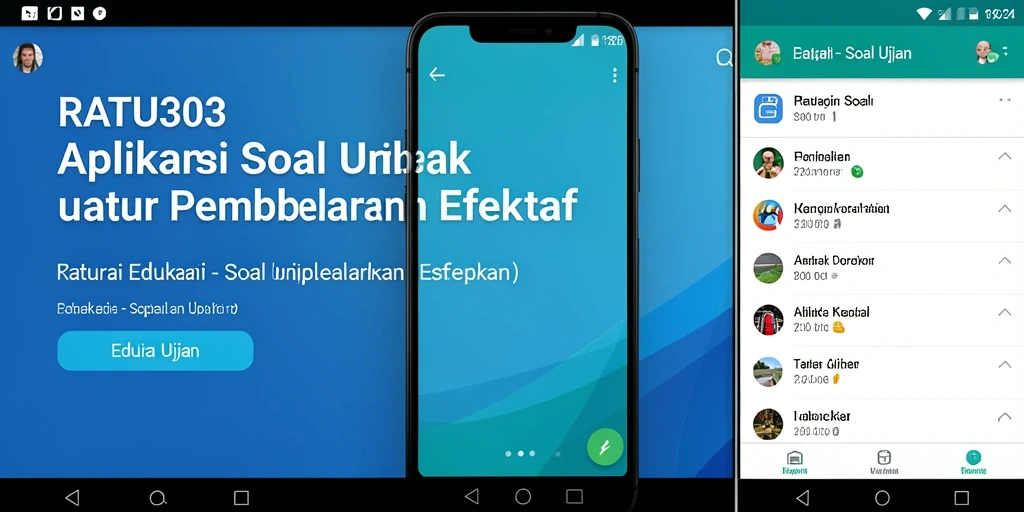 Tampilan antarmuka pengguna aplikasi Soal Ujian RATU303 yang menarik.