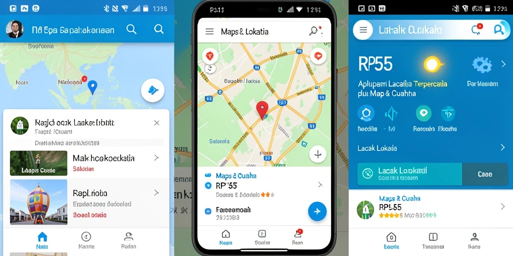 Tampilan antarmuka utama RP55 dengan fungsi lacak lokasi yang intuitif.
